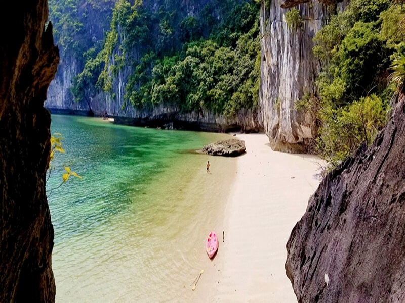 Immerse yourself in the refreshing blue waters at the beach.