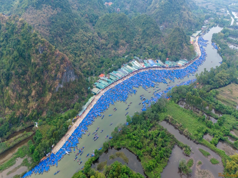 Many visitors anticipate just one temple, but Perfume Pagoda features dozens of temples and shrines in limestone hills.