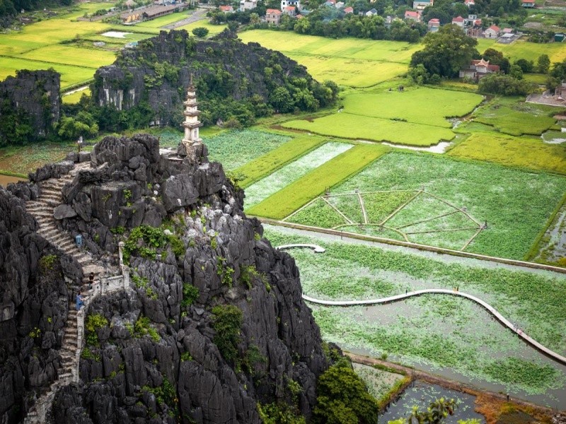 Ninh Binh Sept: post-rain green, harvest gold, lush limestone—less dramatic than May.