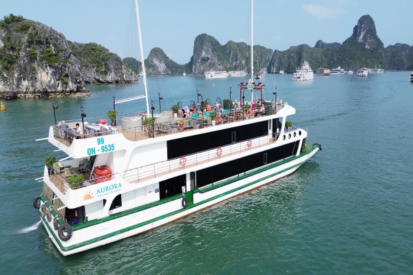Indulge in luxury on Aurora Halong Bay Luxury Day Cruise's 6-hour paradise voyage!